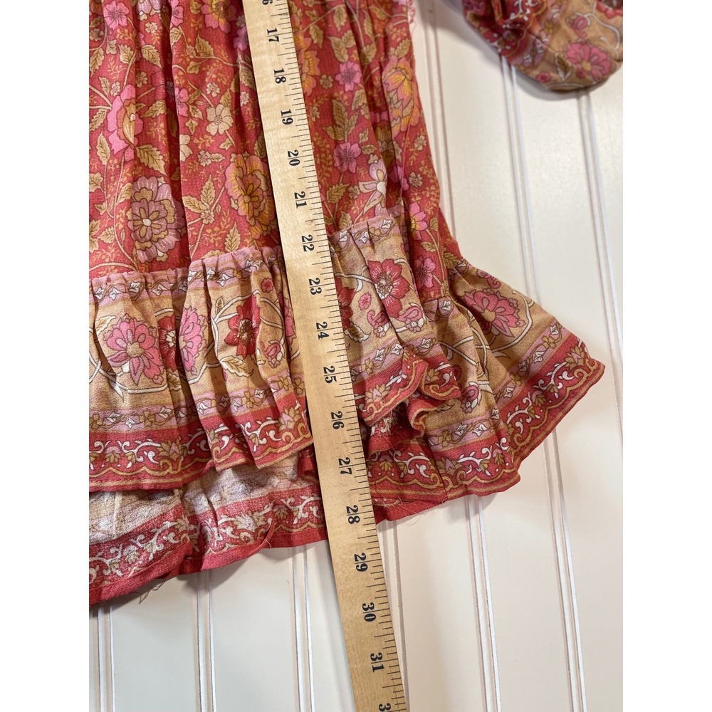 Rachel Zoe Solaria Floral Tunic Blouse Viscose Boho Peasant Top Coral Pink M - Picture 4 of 8